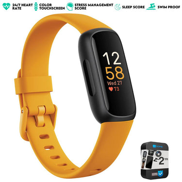 Fitbit Inspire 3 Health & Fitness Tracker, Morning Glow/Black w/ 2 YR Warranty Bundle