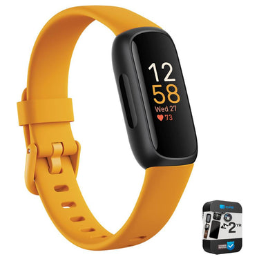 Fitbit Inspire 3 Health & Fitness Tracker, Morning Glow/Black w/ 2 YR Warranty Bundle
