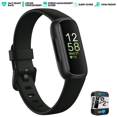 Fitbit Inspire 3 Health and Fitness Tracker, Midnight Zen/Black w/ 2 YR Warranty Bundle