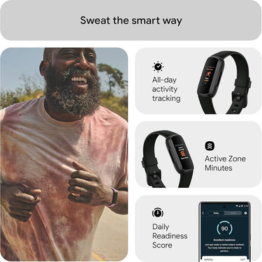 Fitbit Inspire 3 Health and Fitness Tracker, Midnight Zen / Black w/ Fitness Bundle