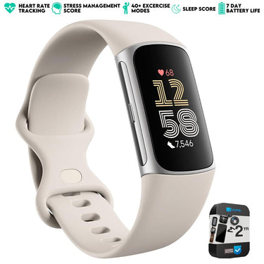 Fitbit Charge 6 Advanced Fitness & Health Tracker, Porcelain w/ 2 YR Warranty Bundle