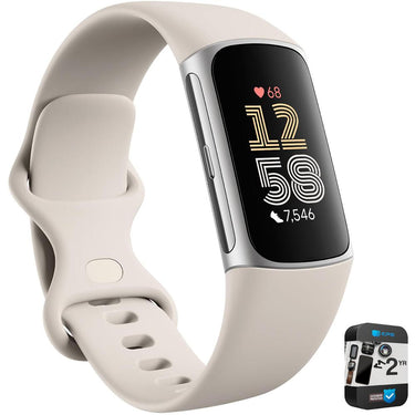Fitbit Charge 6 Advanced Fitness & Health Tracker, Porcelain w/ 2 YR Warranty Bundle