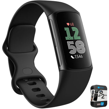 Fitbit Charge 6 Advanced Fitness & Health Tracker, Obsidian w/ 2 YR Warranty Bundle