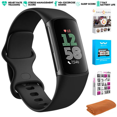 Fitbit Charge 6 Advanced Fitness & Health Tracker, Obsidian w/ Fitness Bundle