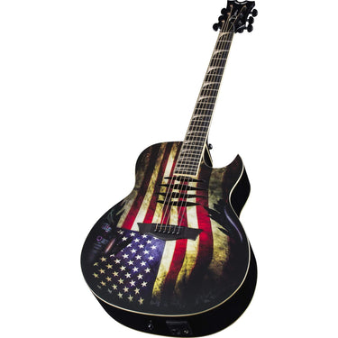 Dean Mako Valor Acoustic Electric Guitar w/ USA War Torn Flag Image