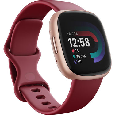 Fitbit Versa 4 Fitness Smartwatch, Beet Juice/Copper Rose Aluminum + 2 YR Warranty Kit