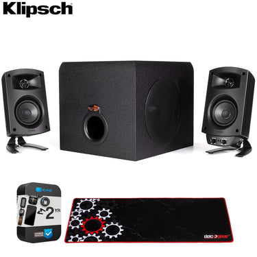 Klipsch ProMedia 2.1 THX Certified Speaker System Black + 2 Year Warranty Bundle