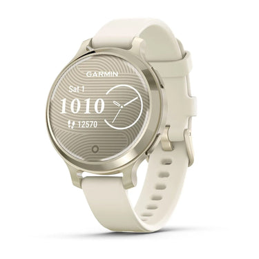Garmin Lily 2 Active Smartwatch, Lunar Gold with Bone Silicone Band