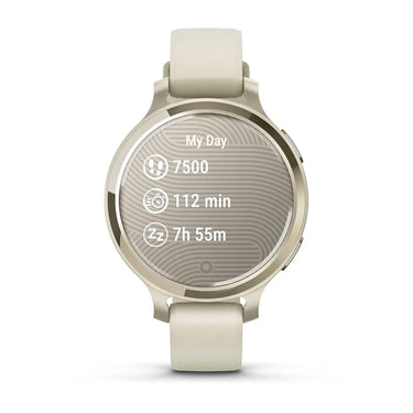 Garmin Lily 2 Active Smartwatch, Lunar Gold with Bone Silicone Band