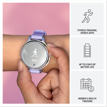 Garmin Lily 2 Active Smartwatch, Silver with Purple Jasmine Silicone Band