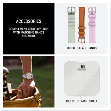 Garmin Lily 2 Active Smartwatch, Silver with Purple Jasmine Silicone Band
