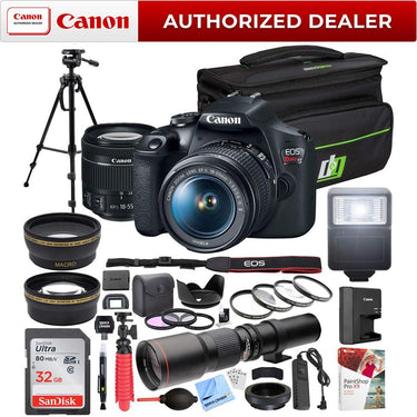 Canon T7 EOS Rebel DSLR Camera EF-S 18-55mm f/3.5-5.6 IS II + 500mm Telephoto Lens Kit