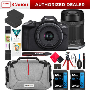 Canon EOS R50 Mirrorless Camera 2 Lens Kit 18-45mm + 55-210mm IS STM Essential Bundle