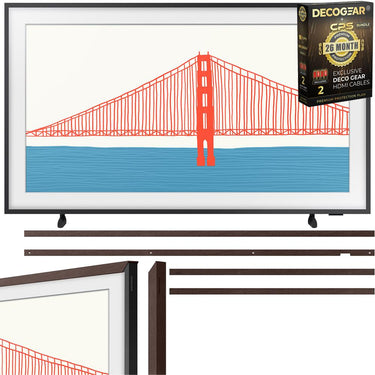 Samsung 65" The Frame QLED 4K TV 2021 + Customizable Bezel Brown & 26 Month Protection
