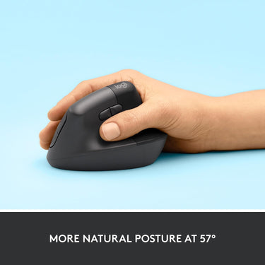 Logitech Core Ergo Series LIFT Vertical Ergonomic Wireless Mouse, Bluetooth/USB, Graphite