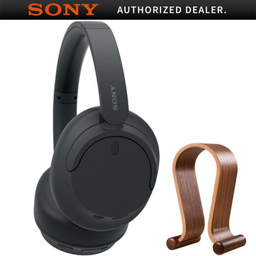 Sony Wireless Noise Cancelling Headphone, Black with Wood Headphone Display Stand