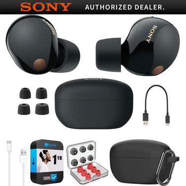 Sony Noise Canceling Truly Wireless Earbuds, Black + Accessories + Warranty Bundle