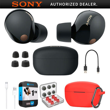 Sony Noise Canceling Truly Wireless Earbuds, Black + Accessories + Warranty Bundle
