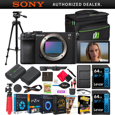 Sony a7CR Full Frame Mirrorless Camera Body Black + Bag & Accessories Kit Bundle