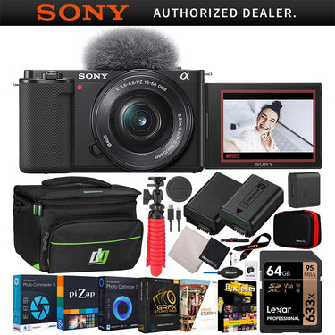 Sony ZV-E10 Mirrorless Alpha APS-C Vlog Camera Body + 16-50mm Zoom Lens Black Bundle