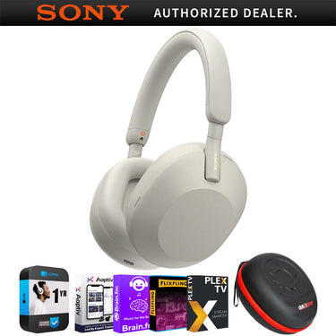 Sony Wireless Industry Leading Noise Canceling Headphones, Silver w/ Warranty Bundle