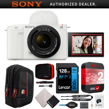 Sony ZV-E10 II Mirrorless Camera White + 16-50mm Lens Kit + Extended Warranty Bundle