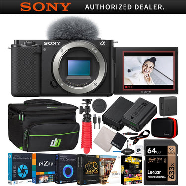 Sony ZV-E10 Mirrorless Alpha APS-C Interchangeable Lens Vlog Camera Body Black Bundle