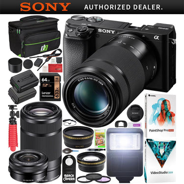 Sony a6100 Mirrorless Camera 4K APS-C ILCE-6100YB 2 Lens 16-50mm 55-210mm Bundle