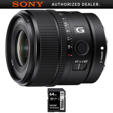 Sony E 15mm F1.4 G APS-C Large-Aperture Wide-Angle G Lens with Lexar 64GB Card