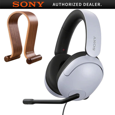 Sony INZONE H3 Wired Gaming Headset, White + Deco Gear Wood Headphone Holder