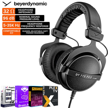 BeyerDynamic DT 770 PRO Closed Dynamic Studio Headphones, 32 Ohms w/ Audio Essentials Bundle