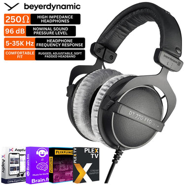 BeyerDynamic DT 770 PRO Closed Dynamic Studio Headphones, 250 Ohms w/ Audio Essentials Bundle