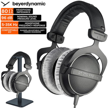 BeyerDynamic DT 770 PRO Closed Dynamic Studio Headphones, 80 Ohms Bundle with Stand