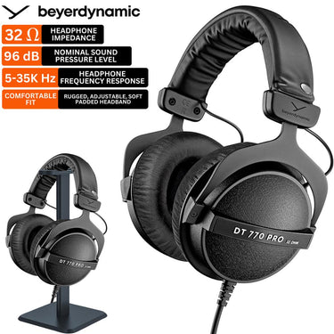BeyerDynamic DT 770 PRO Closed Dynamic Studio Headphones, 32 Ohms Bundle with Stand