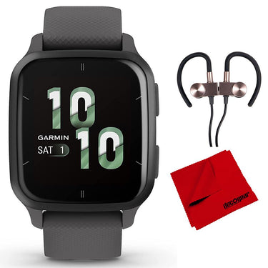 Garmin Venu Sq 2 GPS Smartwatch Slate Bezel + Wireless Earbuds & Cleaning Cloth