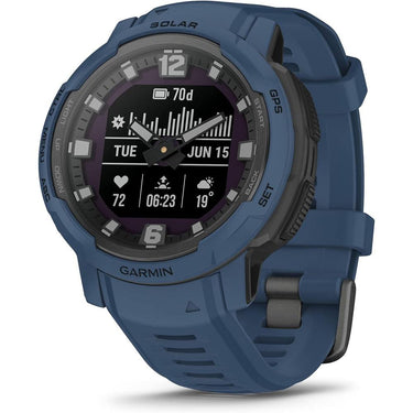 Garmin Instinct Crossover Solar Rugged Smartwatch, Tidal Blue w/ Accessories Bundle
