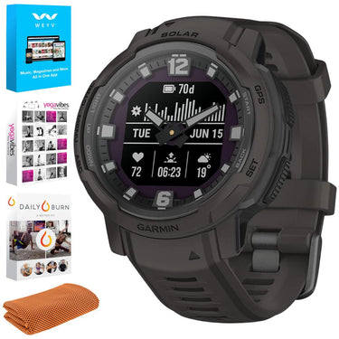 Garmin Instinct Crossover Solar Rugged Hybrid Smartwatch, Graphite w/ Fitness Bundle