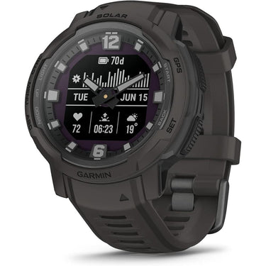 Garmin Instinct Crossover Solar Rugged Hybrid Smartwatch, Graphite w/ Fitness Bundle