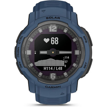 Garmin Instinct Crossover Solar Rugged Smartwatch, Tidal Blue w/ Fitness Bundle