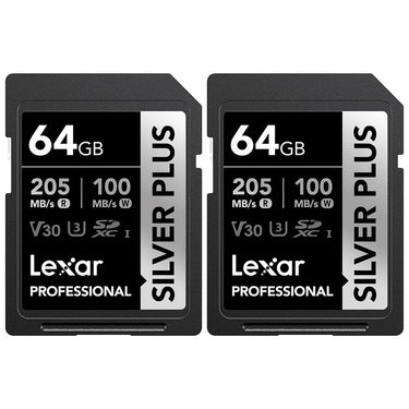 Lexar Professional SILVER PLUS SDXC UHS-I Card V30 160MB/s Read Speed 64GB 2Pack