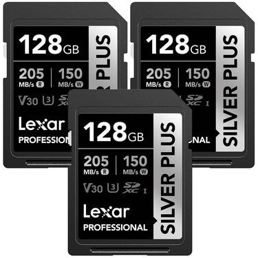 Lexar Professional SILVER PLUS UHS-I SDXC 128 GB Memory Card 3 Pack
