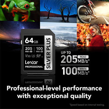 Lexar Professional SILVER PLUS SDXC UHS-I Card V30 160MB/s Read Speed 64GB 3Pack