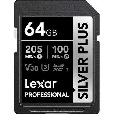 Lexar Professional SILVER PLUS SDXC UHS-I Card V30 160MB/s Read Speed 64GB 4Pack