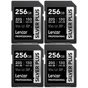 Lexar 256GB Professional SILVER PLUS UHS-I SDXC Memory Card 4 Pack