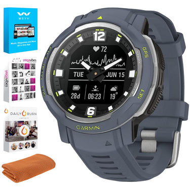 Garmin Instinct Crossover Analog/Digital Smartwatch, Blue Granite w/ Fitness Kit