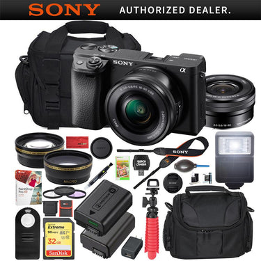 Sony a6400 4K Mirrorless Camera ILCE-6400L/B 16-50mm Lens Kit + Flash & Case Bundle