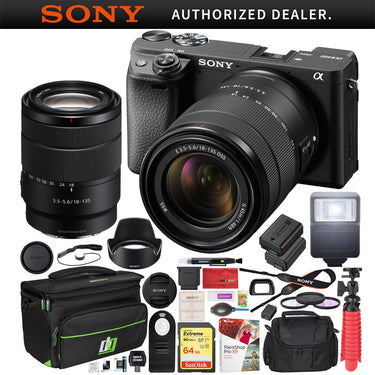 Sony a6400 Mirrorless Camera ILCE-6400M/B 18-135mm Lens Kit + Deco Gear Case Bundle