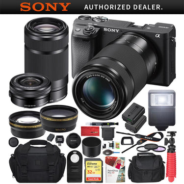 Sony a6400 4K Mirrorless Camera ILCE-6400L/B 16-50mm + 55-210mm 2 Lens Pro Case Kit