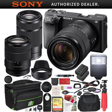 Sony a6400 Mirrorless Camera ILCE-6400M/B 18-135mm + 55-210mm 2 Lens Kit Case Bundle