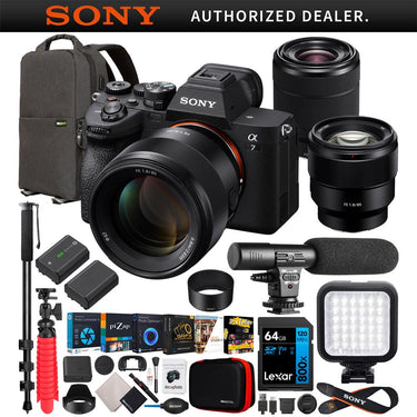 Sony a7 IV Full Frame Mirrorless Camera + FE 85mm F1.8 + 28-70mm 2 Lens Kit Bundle